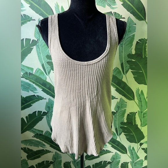 Carly Jean Los Angeles brown waffle slouchy tank top size S - Picture 1 of 7